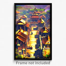 Pixel Art Poster - Elaborate Settlement (8 Bit Psychedelic Video Game Print)