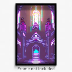 Pixel Art Poster - Glitch Art Nunnery (8 Bit Psychedelic Video Game Print)