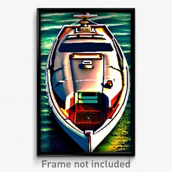 Pixel Art Poster - Menacing Boat (8 Bit Psychedelic Trippy Video Game Print)