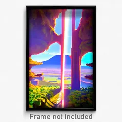 Pixel Art Poster - Vast Oasis (8 Bit Psychedelic Trippy Weird Video Game Print)