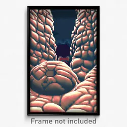 Pixel Art Poster - Rubbery Cavern (8 Bit Psychedelic Trippy Video Game Print)