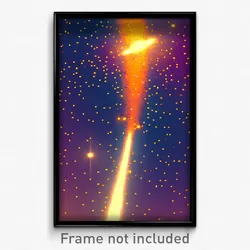 Pixel Art Poster - Orange Galaxy Battle (8 Bit Psychedelic Video Game Print)