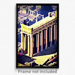 Pixel Art Poster - Velvety Acropolis (8 Bit Psychedelic Trippy Video Game Print)