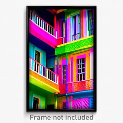 Pixel Art Poster - Multicolored Balcony (8 Bit Psychedelic Video Game Print)