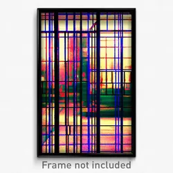 Pixel Art Poster - Wire Frame Meeting Place (8 Bit Psychedelic Video Game Print)