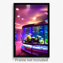 Pixel Art Poster - Esteemed Aquarium (8 Bit Psychedelic Trippy Video Game Print)