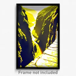 Pixel Art Poster - Yellow Gorge (8 Bit Psychedelic Trippy Video Game Print)