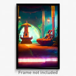 Pixel Art Poster - Exotic Resting Place (8 Bit Psychedelic Video Game Print)