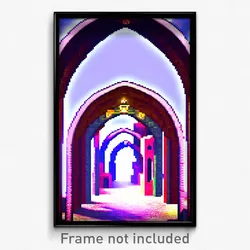 Pixel Art Poster - Puzzling Arch (8 Bit Psychedelic Trippy Video Game Print)