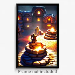 Pixel Art Poster - Warm Dolmen (8 Bit Psychedelic Trippy Weird Video Game Print)