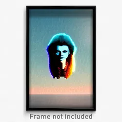 Pixel Art Poster - Sky Blue Head (8 Bit Psychedelic Trippy Video Game Print)