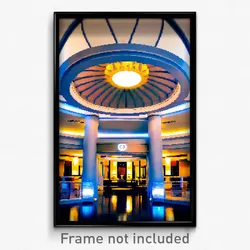 Pixel Art Poster - Circular Hotel Lobby (8 Bit Psychedelic Video Game Print)
