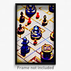 Pixel Art Poster - Stained Chess (8 Bit Psychedelic Trippy Video Game Print)