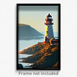 Pixel Art Poster - Coarse Lighthouse (8 Bit Psychedelic Trippy Video Game Print)