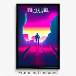 Pixel Art Poster - International Abyss (8 Bit Psychedelic Video Game Print)