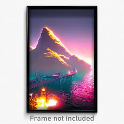 Pixel Art Poster - Meager Island (8 Bit Psychedelic Trippy Video Game Print)