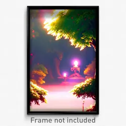 Pixel Art Poster - Warm Grove (8 Bit Psychedelic Trippy Weird Video Game Print)