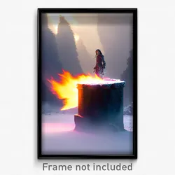 Pixel Art Poster - Cold Flame (8 Bit Psychedelic Trippy Weird Video Game Print)
