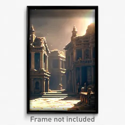 Pixel Art Poster - Warlike Historical Architecture (8 Bit Video Game Print)