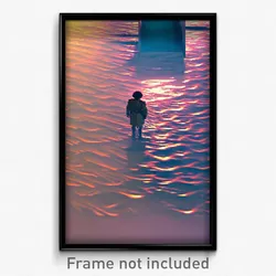 Pixel Art Poster - Watery Trench (8 Bit Psychedelic Trippy Video Game Print)