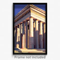 Pixel Art Poster - Clean Acropolis (8 Bit Psychedelic Trippy Video Game Print)