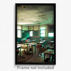 Pixel Art Poster - Tattered Classroom (8 Bit Psychedelic Video Game Print)