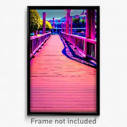 Pixel Art Poster - Rosy Boardwalk (8 Bit Psychedelic Trippy Video Game Print)