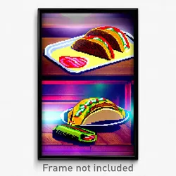 Pixel Art Poster - Classic Taco (8 Bit Psychedelic Trippy Video Game Print)