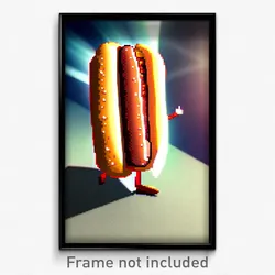 Pixel Art Poster - Enormous Hot Dog (8 Bit Psychedelic Trippy Video Game Print)