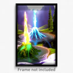 Pixel Art Poster - Silly Geyser (8 Bit Psychedelic Trippy Video Game Print)
