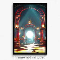 Pixel Art Poster - Majestic Smithy (8 Bit Psychedelic Trippy Video Game Print)