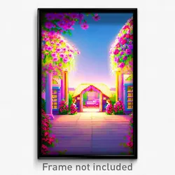 Pixel Art Poster - Flowery Hospice (8 Bit Psychedelic Trippy Video Game Print)