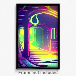 Pixel Art Poster - Quirky Sewer (8 Bit Psychedelic Trippy Video Game Print)