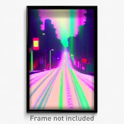 Pixel Art Poster - Glitchy Avenue (8 Bit Psychedelic Trippy Video Game Print)