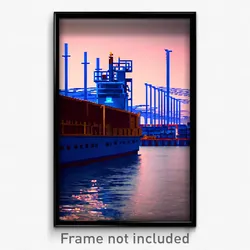 Pixel Art Poster - Blue Port (8 Bit Psychedelic Trippy Weird Video Game Print)
