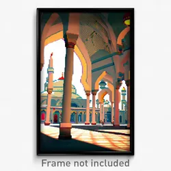 Pixel Art Poster - Cute Mosque (8 Bit Psychedelic Trippy Weird Video Game Print)