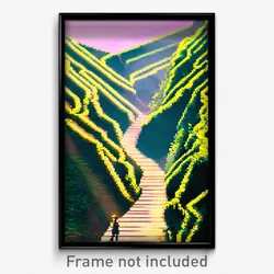 Pixel Art Poster - Zigzag Ravine (8 Bit Psychedelic Trippy Video Game Print)