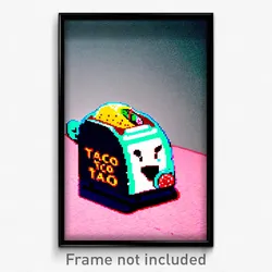 Pixel Art Poster - Artistic Taco (8 Bit Psychedelic Trippy Video Game Print)