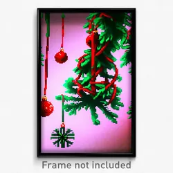 Pixel Art Poster - Webbed Christmas (8 Bit Psychedelic Trippy Video Game Print)