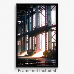Pixel Art Poster - Jaw Dropping Factory (8 Bit Psychedelic Video Game Print)