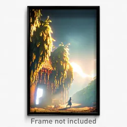 Pixel Art Poster - Bright Hovel (8 Bit Psychedelic Trippy Video Game Print)
