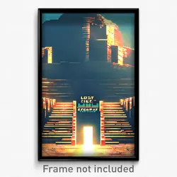Pixel Art Poster - Lost Ziggurat (8 Bit Psychedelic Trippy Video Game Print)