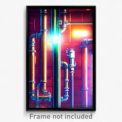 Pixel Art Poster - Musty Pipes (8 Bit Psychedelic Trippy Weird Video Game Print)