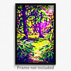 Pixel Art Poster - Leafy Meadow (8 Bit Psychedelic Trippy Video Game Print)