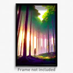 Pixel Art Poster - Superficial Forest (8 Bit Psychedelic Video Game Print)