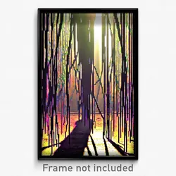 Pixel Art Poster - Webbed Demesne (8 Bit Psychedelic Trippy Video Game Print)