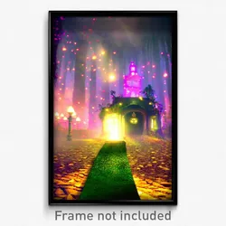 Pixel Art Poster - Enchanted Bank (8 Bit Psychedelic Trippy Video Game Print)