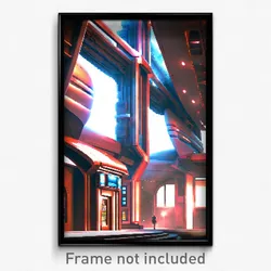Pixel Art Poster - Quaint Futuristic Architecture (8 Bit Video Game Print)