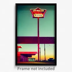 Pixel Art Poster - Lonely Motel (8 Bit Psychedelic Trippy Video Game Print)