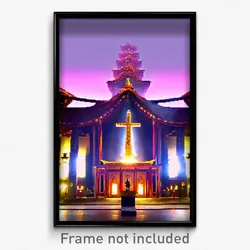 Pixel Art Poster - Unimaginable Shrine (8 Bit Psychedelic Video Game Print)